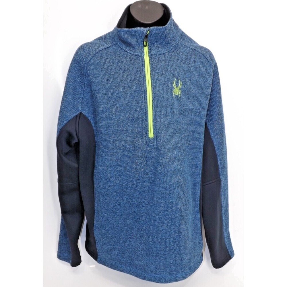 Spyder Core Sweater Men's M MEDIUM Blue 1/4 Zip Thermal Waffle Knit Pullover EUC